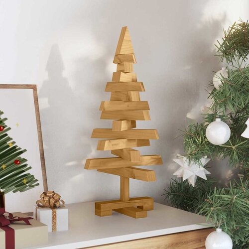  Božićna drvca s stalakom Smeđa 60 cm Masivna borovina Slike