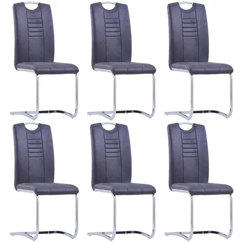 vidaXL konzolne blagovaonske stolice sive 6 kom umjetna brušena koža