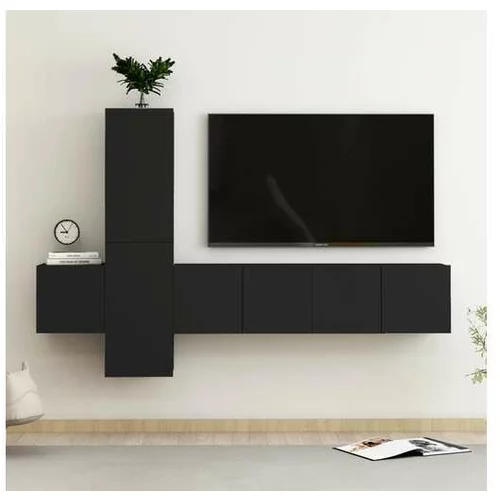  Komplet TV omaric 5-delni črna iverna plošča