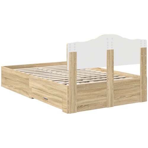  Krevetna konstrukcija s ladicama Sonoma hrast 120 x 200 cm Smeđa 206 x 123 x 90 cm Slike