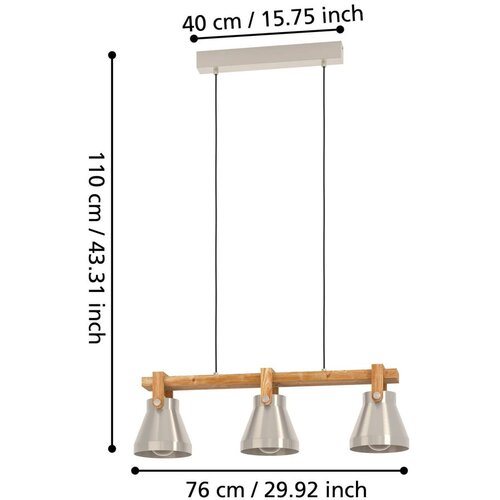 Eglo 43952 - Luster na sajli CAWTON 3xE27/40W/230V Slike