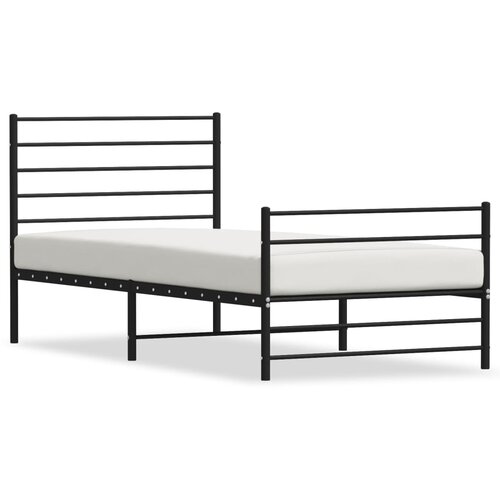 VidaXL Kovinski posteljni okvir z vzglavjem in vznožjem črn 107x203 cm Slike