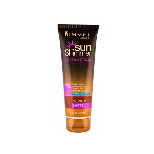 Rimmel London Sun Shimmer Instant Tan samoporjavitveni losjon za obraz in telo 125 ml odtenek Medium Matte