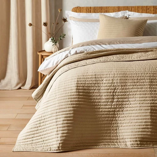 Bianca Bež prošiven prekrivač za bračni krevet 220x230 cm –