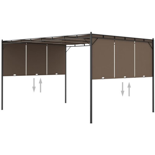 vidaXL vrtni paviljon s stransko zaveso 4x3x2,25 m taupe Cene