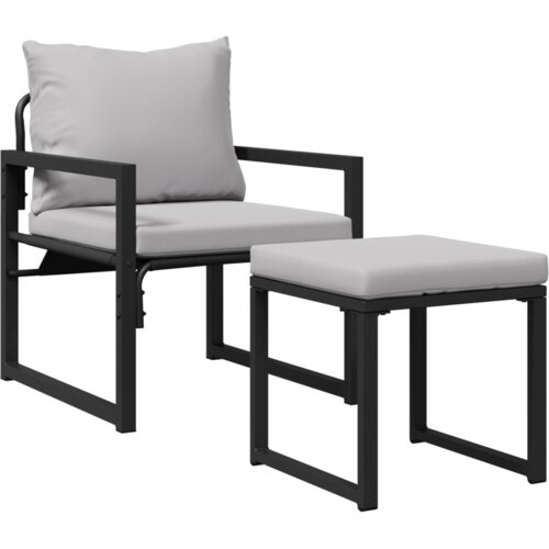 vidaXL Vrtna sedežna garnitura 4 pcs Črna 61 x 72.5 x 71 cm Jeklo Cene