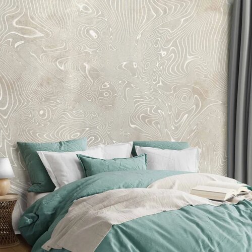 Foto tapeta - Flowing shapes - abstract beige and white background in patterned compositions 350x256 Standard Slike