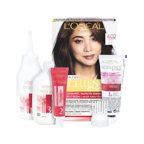 L&amp;acute;Or&amp;eacute;al Paris excellence creme triple protection barva za lase za vse vrste las 48 ml odtenek 4,02 tempting brunette brown Slike