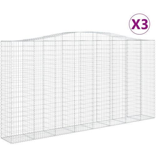 vidaXL Obokane gabion košare 3 kosa 400x50x200/220 cm pocinkano železo, (20798932) Cene