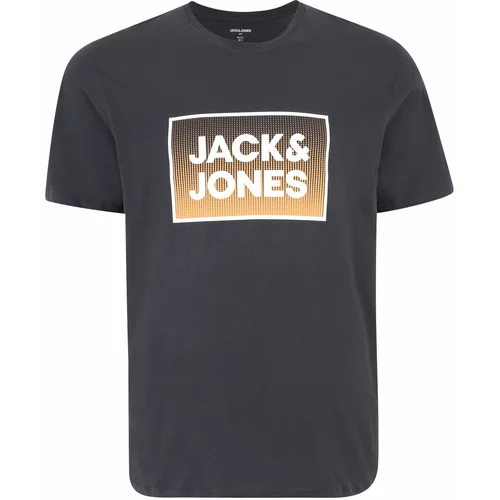 Jack & Jones Plus Majica 'STEEL' svetlo rjava / črna / bela