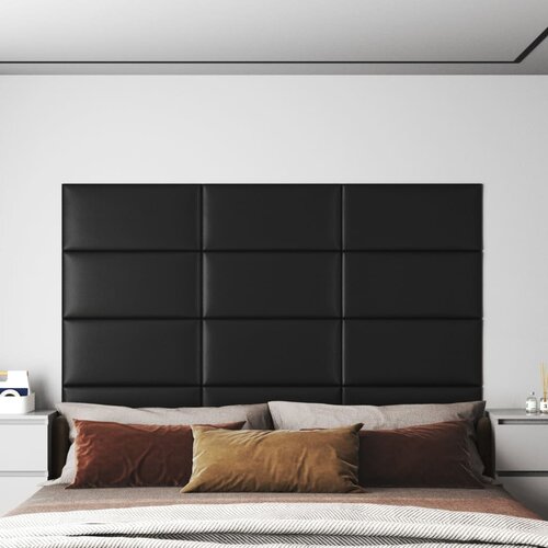VidaXL zidne ploče od umjetne kože 12 kom crni 60 x 30 cm 2,16 m&amp;sup2; Slike