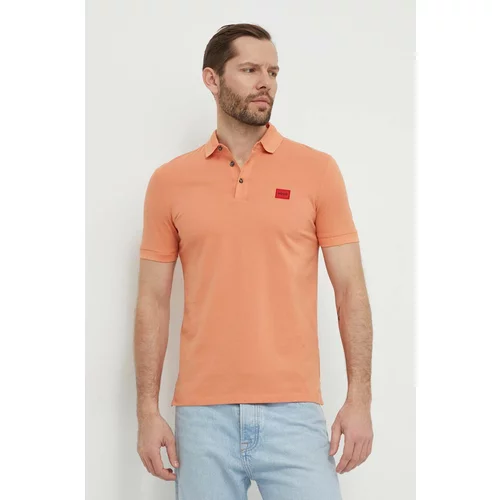 Hugo Pamučna polo majica boja: narančasta, s aplikacijom