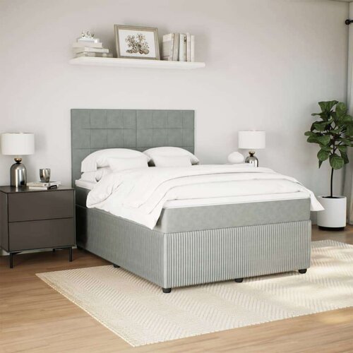 VidaXL Krevet s oprugama i madracem svjetlosivi 140x200 cm bar&amp;scaron;unasti Slike