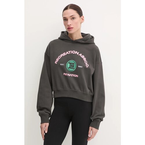 P.E Nation Bombažen pulover Cresent ženski, siva barva, s kapuco, 244H382 Slike