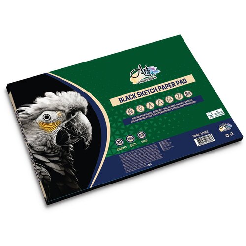 Artline blok za skiciranje Black FSC ART168, Spiralni, A3, 20l, 150g Slike