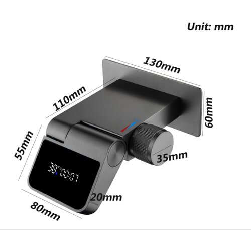 BSW1500 ELITE EDITION: Moderna zidna kupaonska slavina s preklopnim izljevom od 180&amp;deg; i prikazom temperature - Gunmetal siva Slike