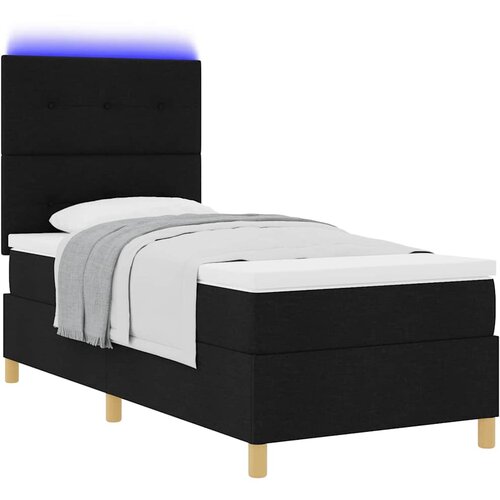  LED Box Spring Krevet s uzglavljem Crna 100 x 200 cm tkanina Slike
