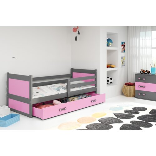 BestBed Postelja RICO s predalom-Grafit-Roza Cene
