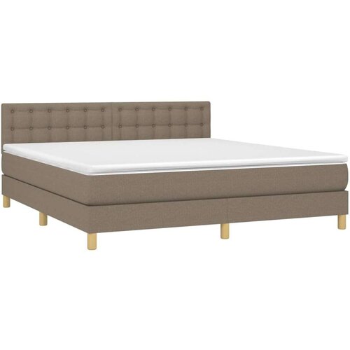 vidaXL Krevet box spring s madracem LED smeđesivi 180x200 cm tkanina Cijene