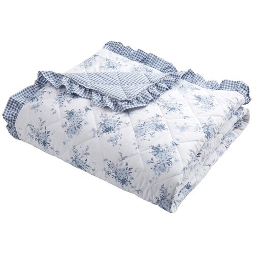 Catherine Lansfield Belo/modro prešito pregrinjalo 220x230 cm Lucie Floral Frill – Cene