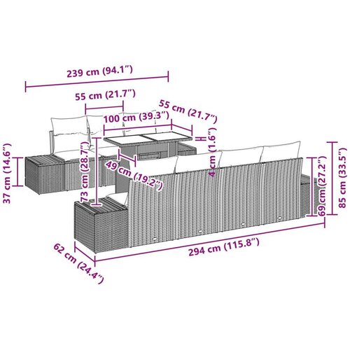  Set vrtnih sofa Set od 8 Smeđi Ratan Vanjski set sofa Slike