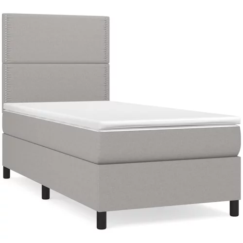 vidaXL Box spring postelja z vzmetnico svetlo siva 80x200 cm blago, (20901073)