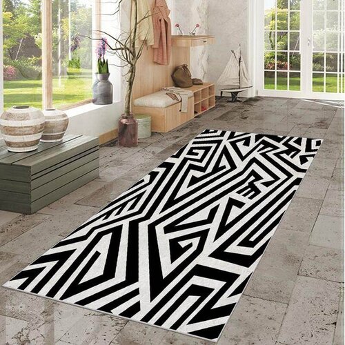  Staza sa gumenom podlogom 80x160cm - Geometric crno-beli, SS-045 Cene