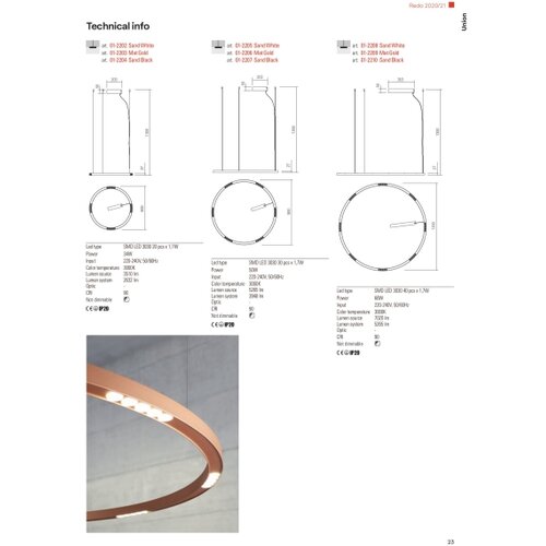  Redo 01-2202 - LED luster na sajli UNION LED/34W/230V 3000K prečnik 60 cm bela Slike