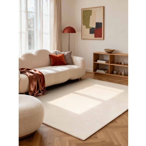 Elle Decoration Kremno bela ročno tkana volnena preproga 160x230 cm Puristic Knots &amp;ndash; Slike
