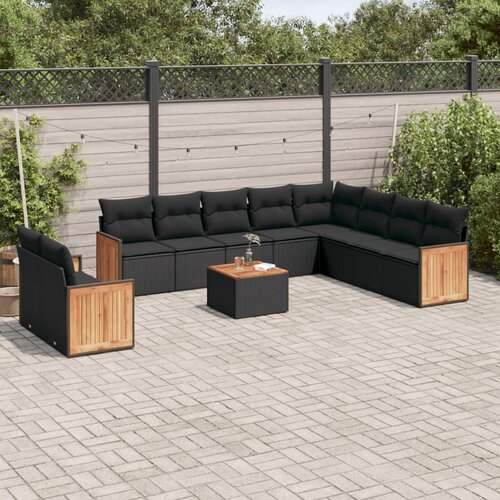 vidaXL 11-dijelni set vrtnih sofa od poliratana s jastucima crni Cijene