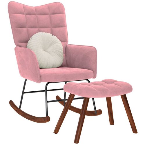 vidaXL Gugalni stol s stolčkom Pink Velvet Cene