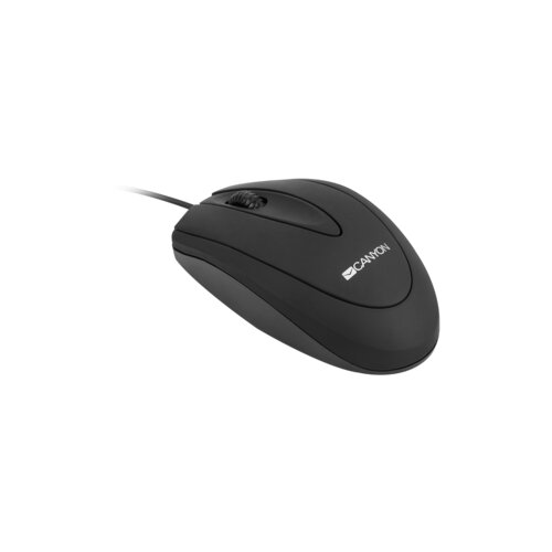 Canyon CM-1 wired optical mouse with 3 buttons, dpi 1000, black, cable length 1.8m, 100*51*29mm, 0.07kg Cene