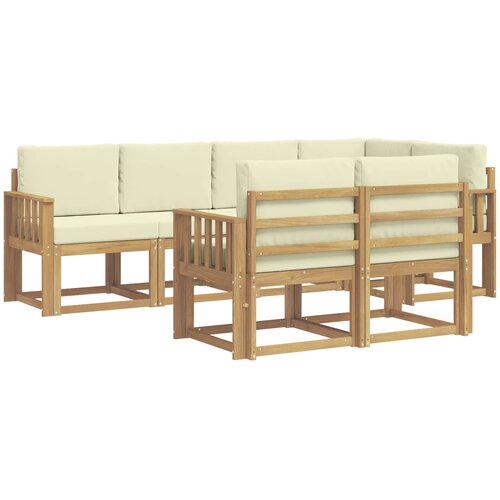 vidaXL Zunanja garnitura za sedenje 7 pcs Bela in krem Poliester, (5000282284) Cene