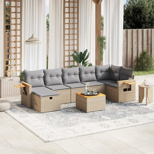 vidaXL 8-dijelni set vrtnih sofa s jastucima bež od poliratana Cijene