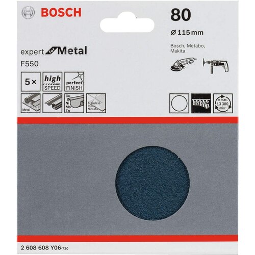 Bosch brusni list F550, pakovanje od 5 komada 115 mm, 80 pakovanje od 5 komada - 2608608Y06 Slike