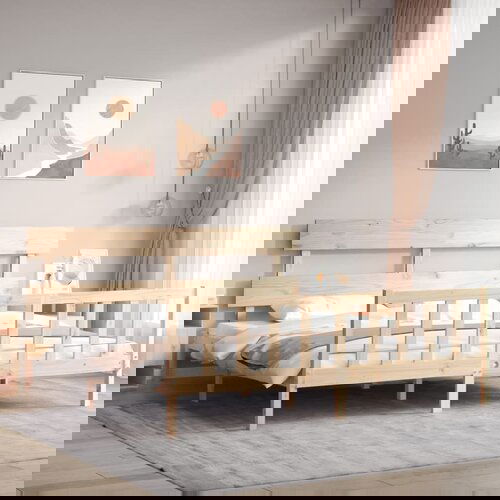 VidaXL Okvir kreveta s uzglavljem 200 x 200 cm od masivnog drva Slike