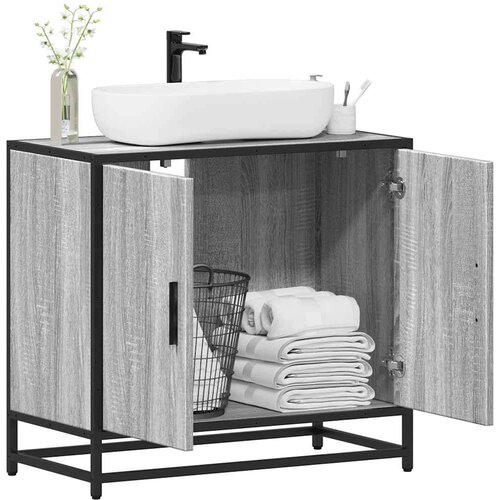 vidaXL Kopalniška omarica siva sonoma 65x33x60 cm inženirski les Cene