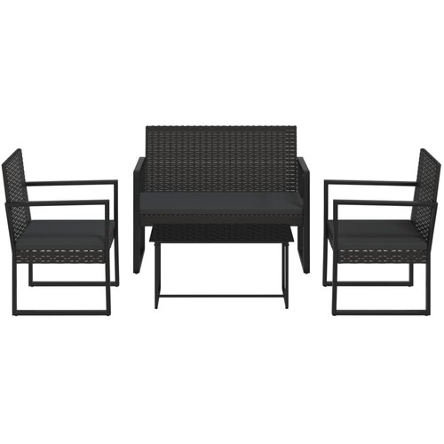 Maison Chic Seti vrtnega pohištva - Vrtna garnitura - Vrtni pohištvo set 4-delna z blazinami črn poli ratan, (21809699) Cene