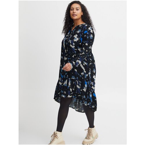 Fransa Black and Blue Ladies Patterned Dress - Women Slike