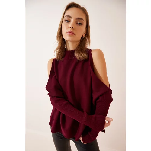 Happiness İstanbul Sweater - Burgundy - Oversize
