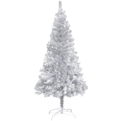 vidaXL Umetna novoletna jelka s stojalom srebrna 150 cm PET Cene