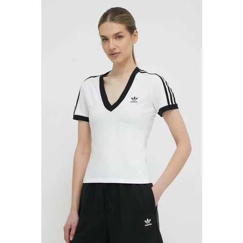 Adidas Majica kratkih rukava 3-Stripe V-Neck Tee za žene, boja: bijela, IR8114
