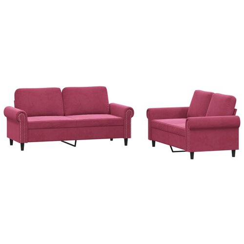  2-dijelni set sofa s jastucima crvena boja vina bar&amp;scaron;unasti Slike