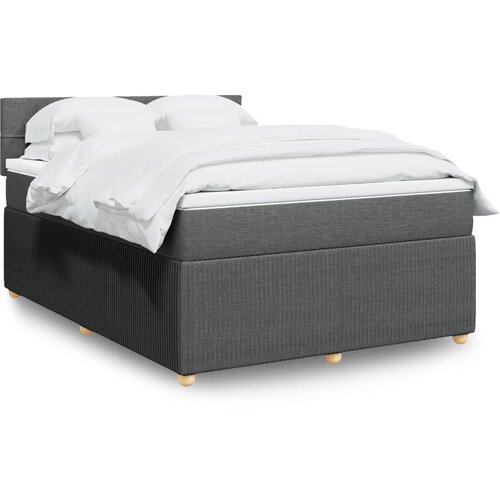 vidaXL Box spring postelja z vzmetnico temno siva 140x200 cm blago Cene