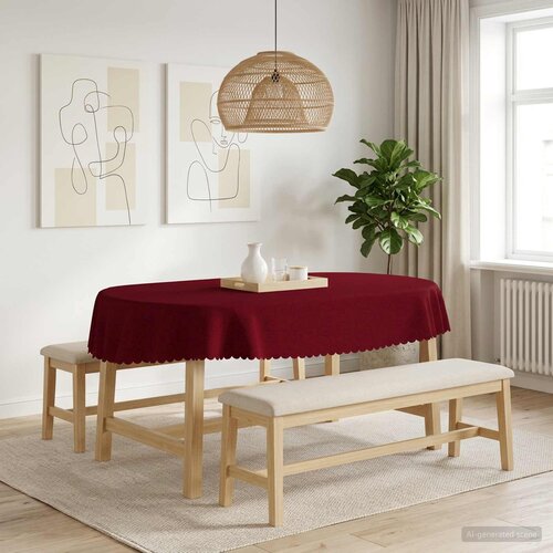  Tkanina za stol 5 kom. Ovalni Vinska crvena 160 x 220 cm Slike