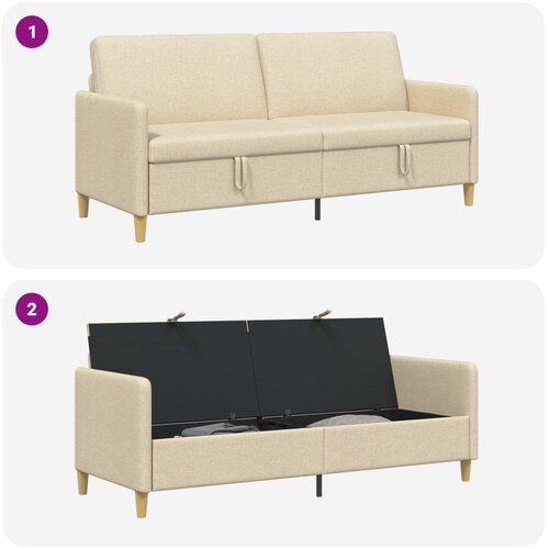 SOFA s pohranom Krem 192 x 78 x 87 cm Poliester Slike