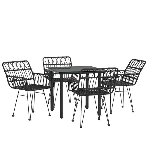  5-dijelni vrtni blagovaonski set od poliratana crni Crna Dužina stola 80 cm Slike