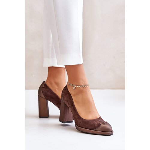 Laura Messi Suede Pumps On Heel Brown 2702 Slike