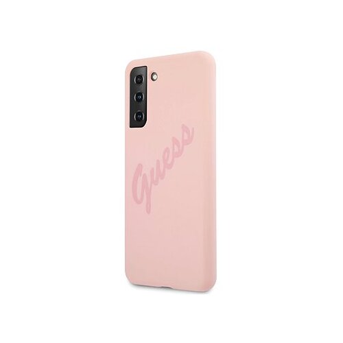 Guess GUHCS21MLSVSPI Big Logo silikonski ovitek za Samsung Galaxy S21 Plus G996 - roza z napisom Slike