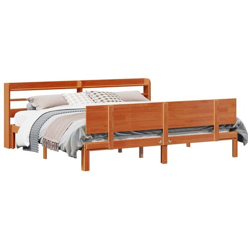  Okvir za krevet 2 pcs Vosak smeđa Čvrsto borovo drvo Slike